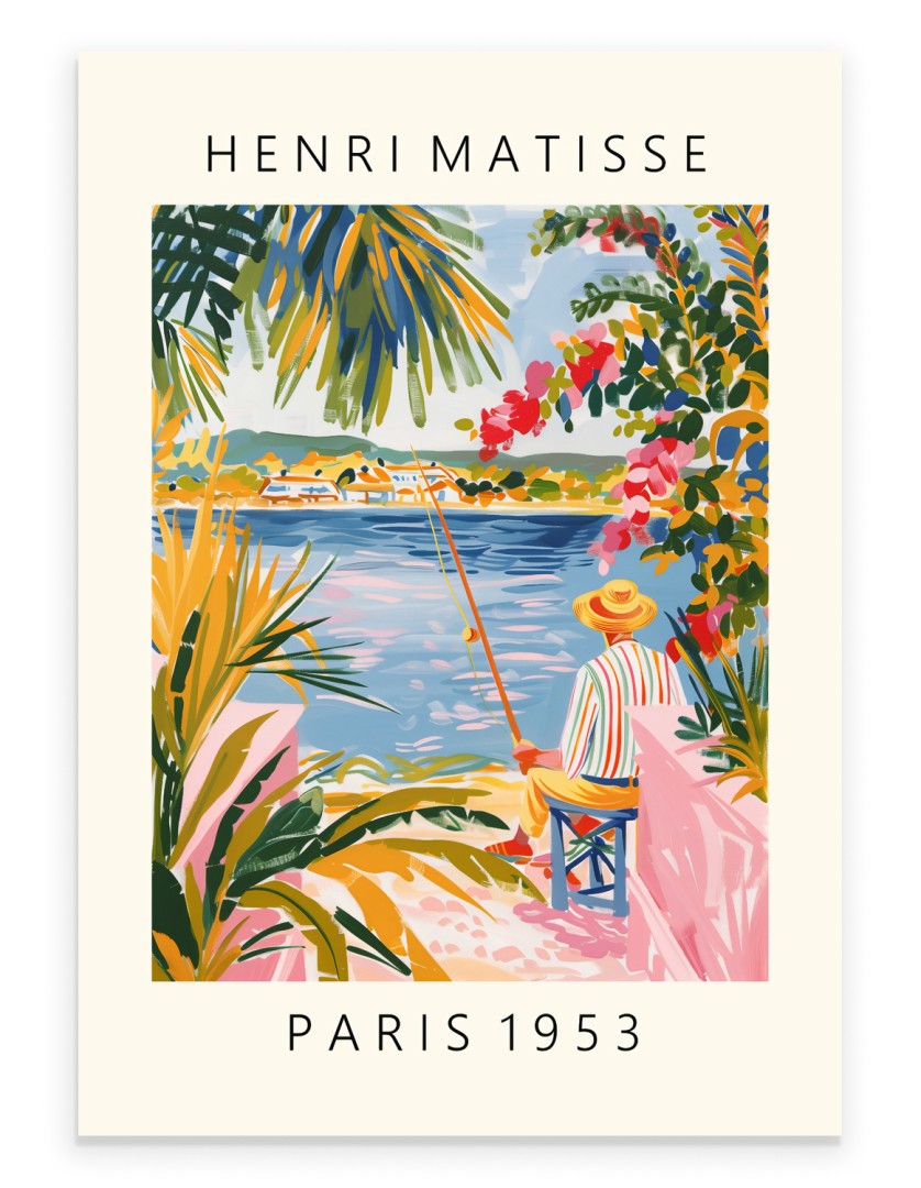 Matisse inspired fisherman by water colorful art print