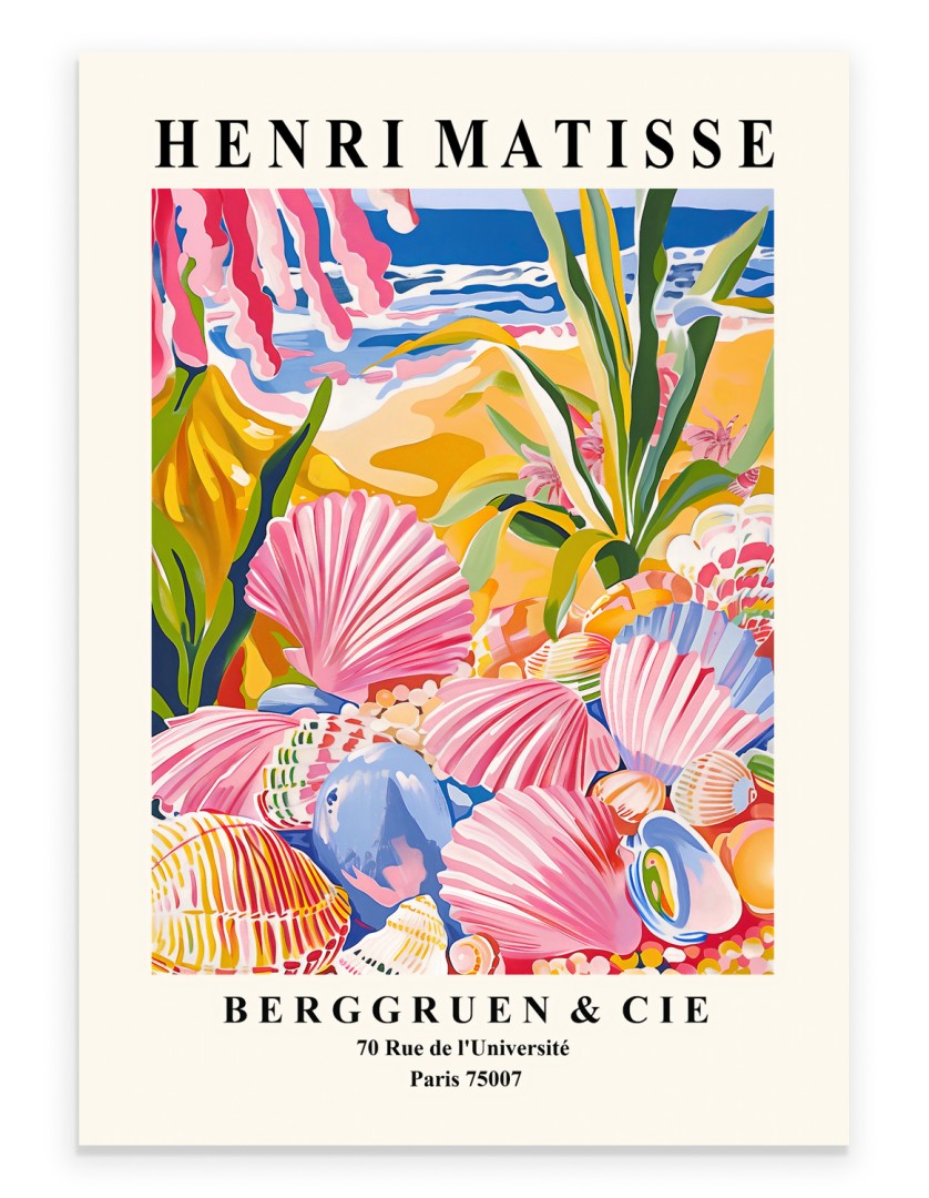 Matisse inspired seashell beach scene colorful art print