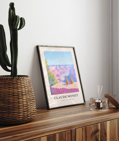 Claude Monet inspired cats at Grand Canyon landscape framed art print